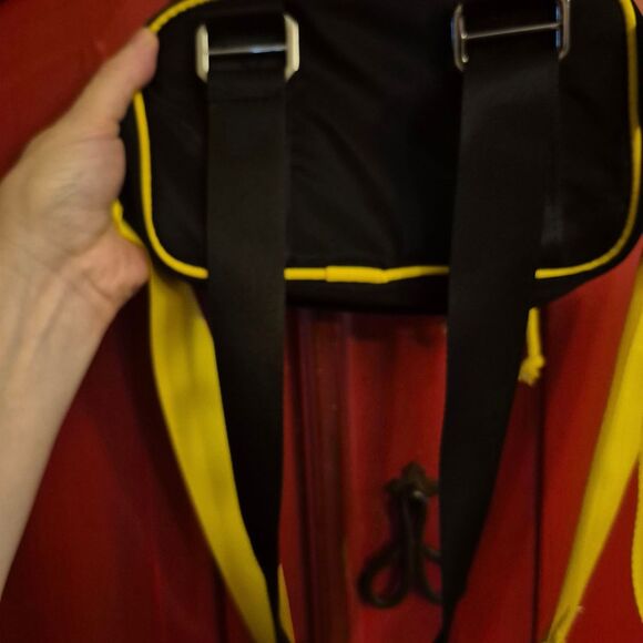 NWOT boohooMAN Crossbody Bag Carryall Black Yellow Double Strap Silver Hardware - Picture 2 of 4